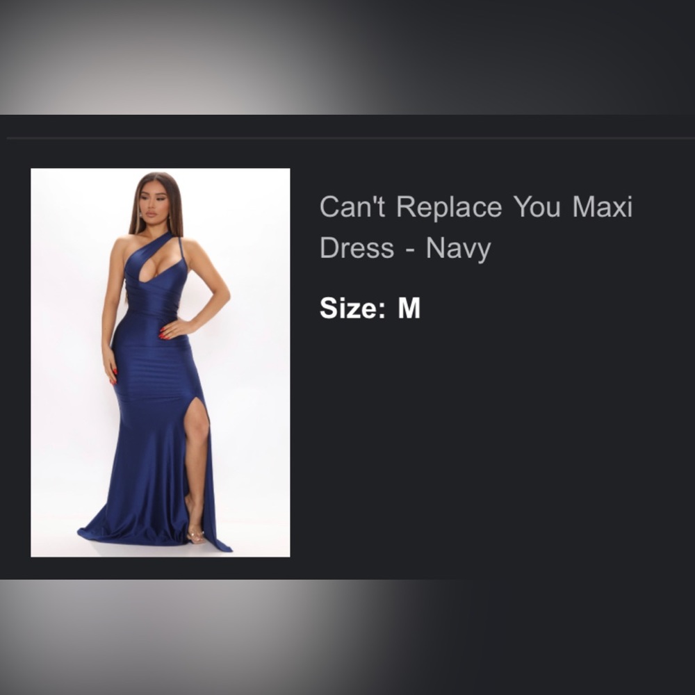 Blue fashion nova, long dress. Size medium. Never worn, tags attached